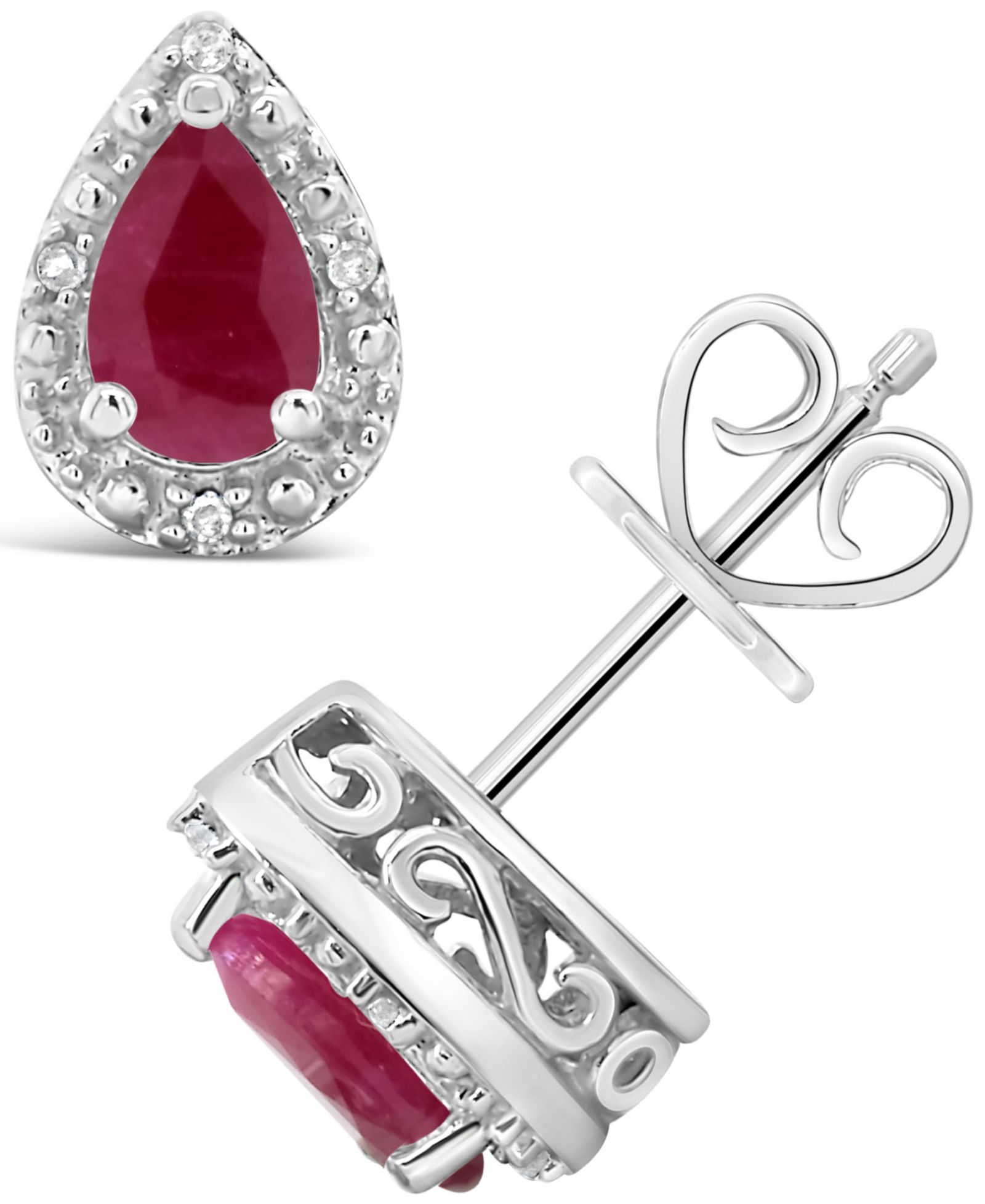 Sapphire (9/10 ct. t.w.) and Diamond Accent Stud Earrings in Sterling Silver (Also in Ruby)