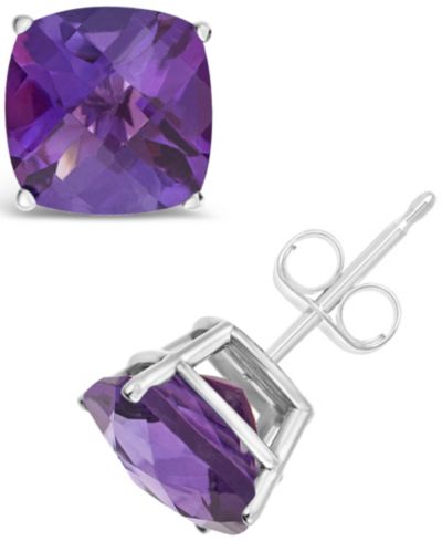 Серьги-гвоздики Macy's с аметистом (3-3/4 ct. t.w.) из стерлингового серебра