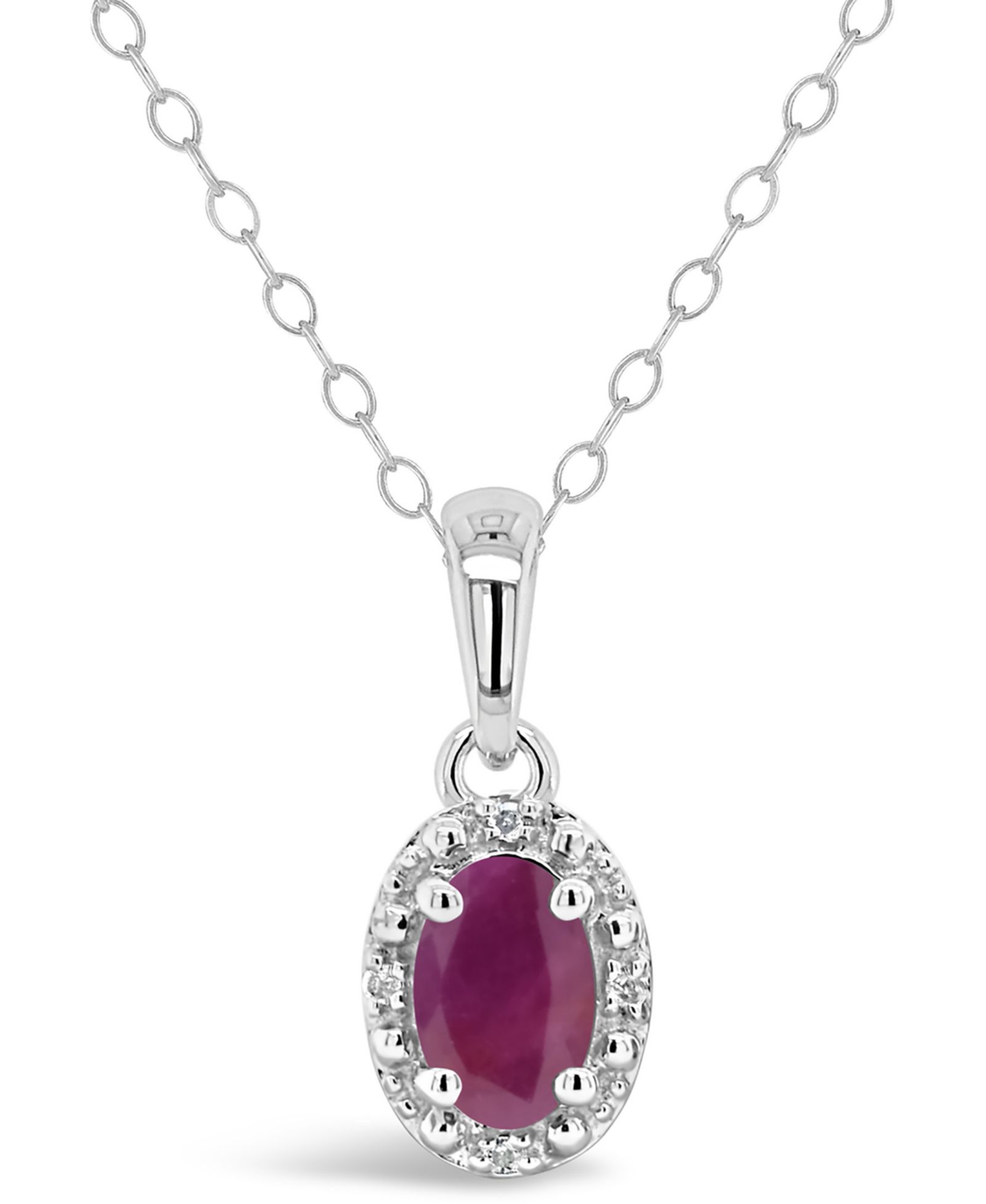 Подвеска с рубином (5/8 ct. t.w.) и бриллиантовыми акцентами из стерлингового серебра
