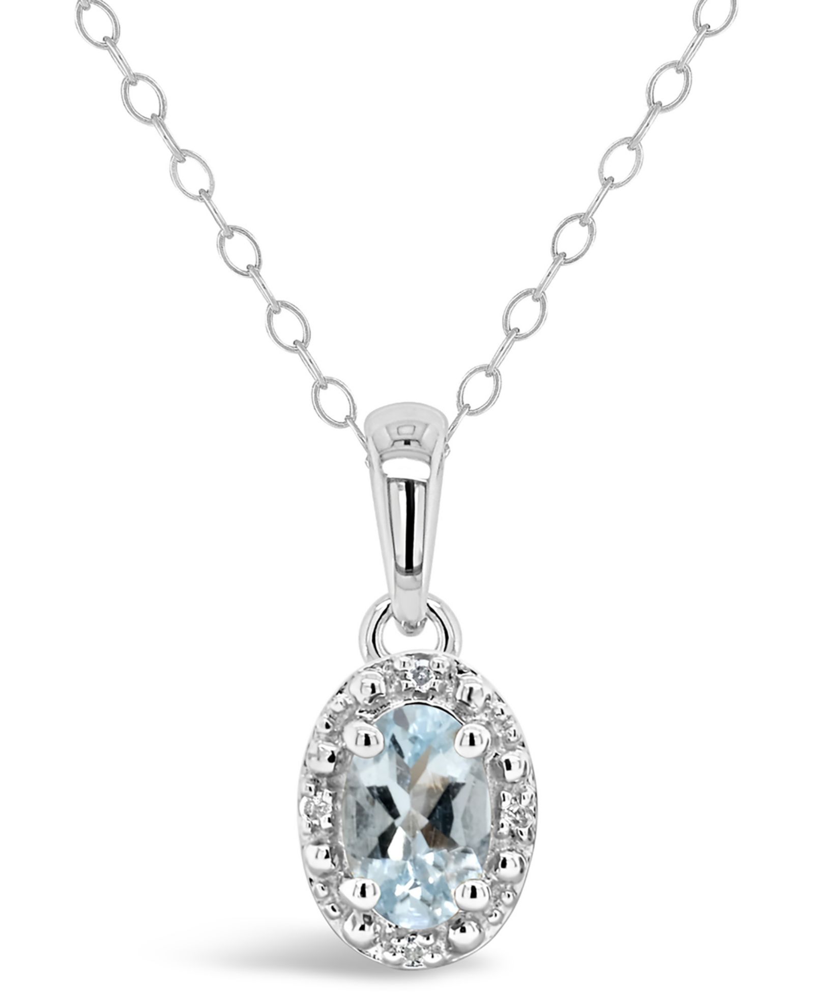 Подвеска с акцентами из аквамарина (3/8 ct. t.w.) и бриллиантов в серебряном покрытии