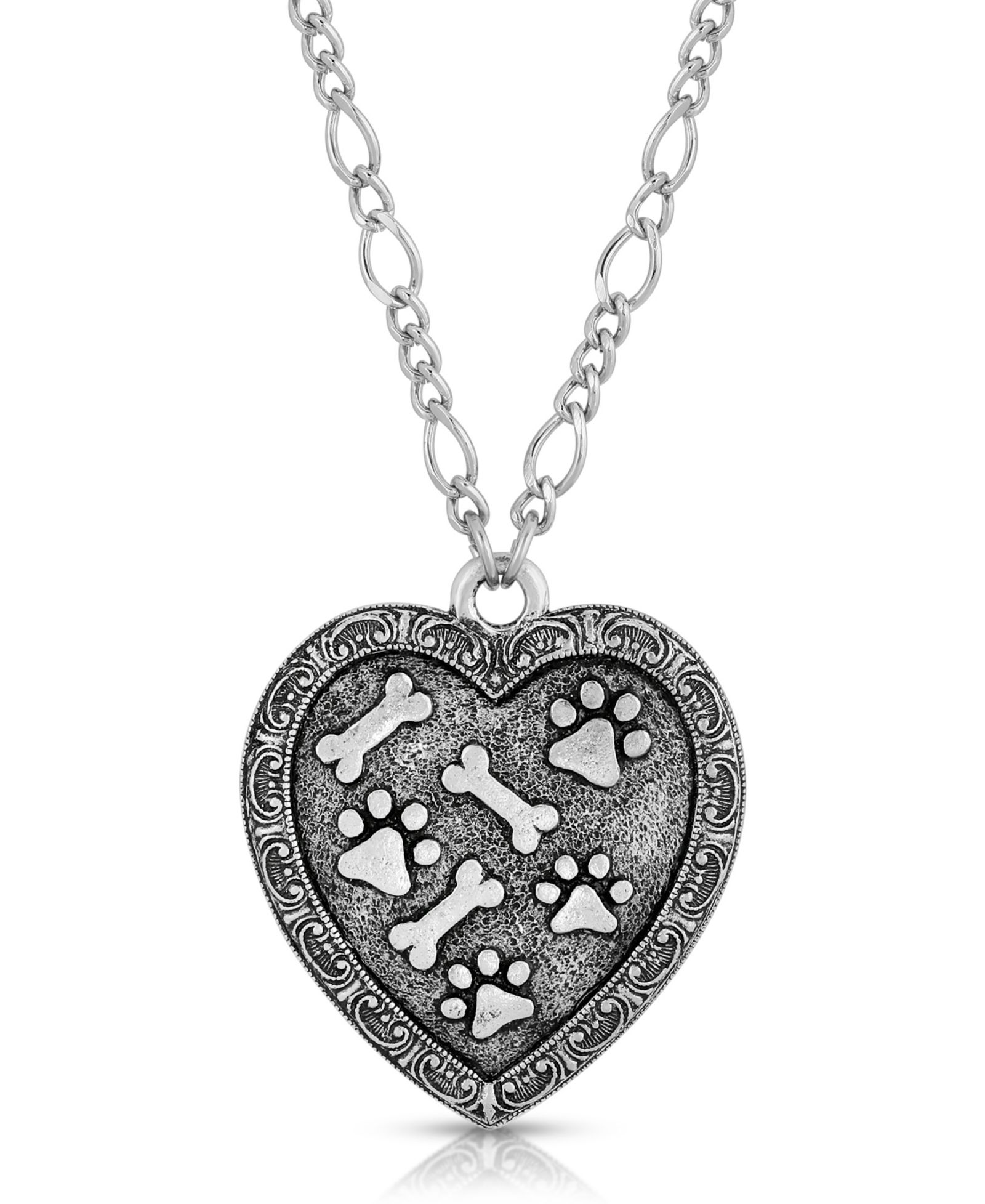 Ожерелье 2028 Pewter Heart Paw and Bones