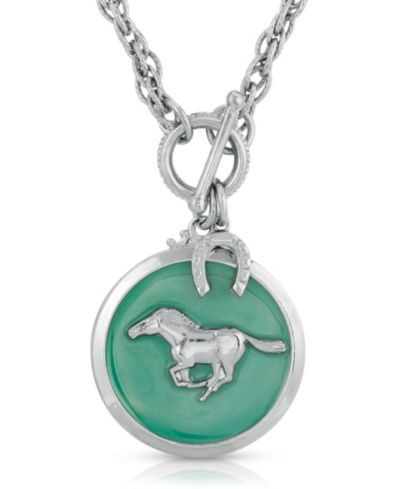 Серебристое эмалированное ожерелье 2028 Horse Pendant Toggle