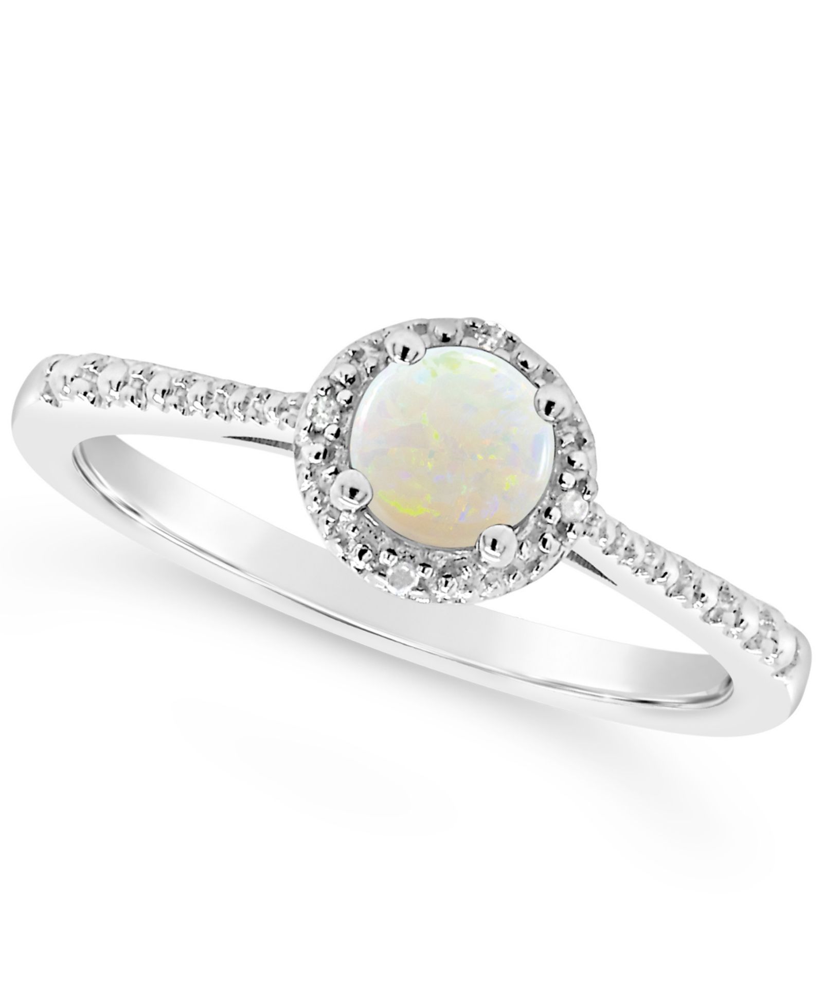 Opal (1/3 ct. t.w.) and Diamond Accent Ring in Sterling Silver
