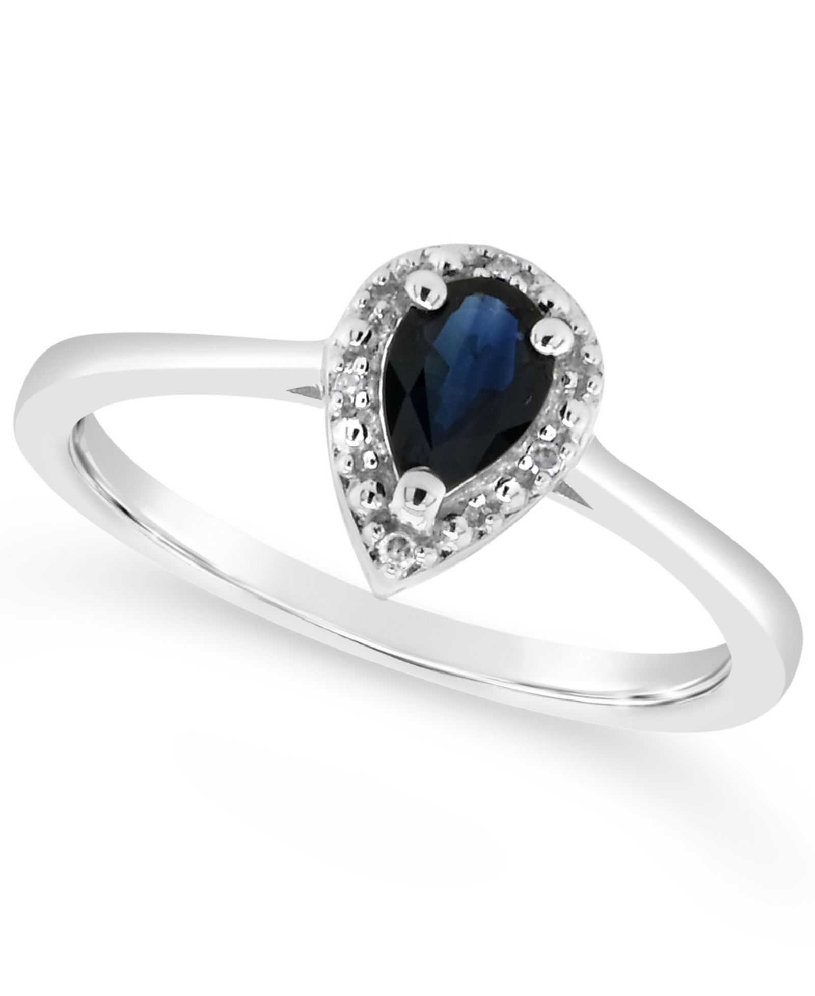 Кольцо с сапфиром (3/8 ct. t.w.) и бриллиантовым акцентом из стерлингового серебра (также в рубине)
