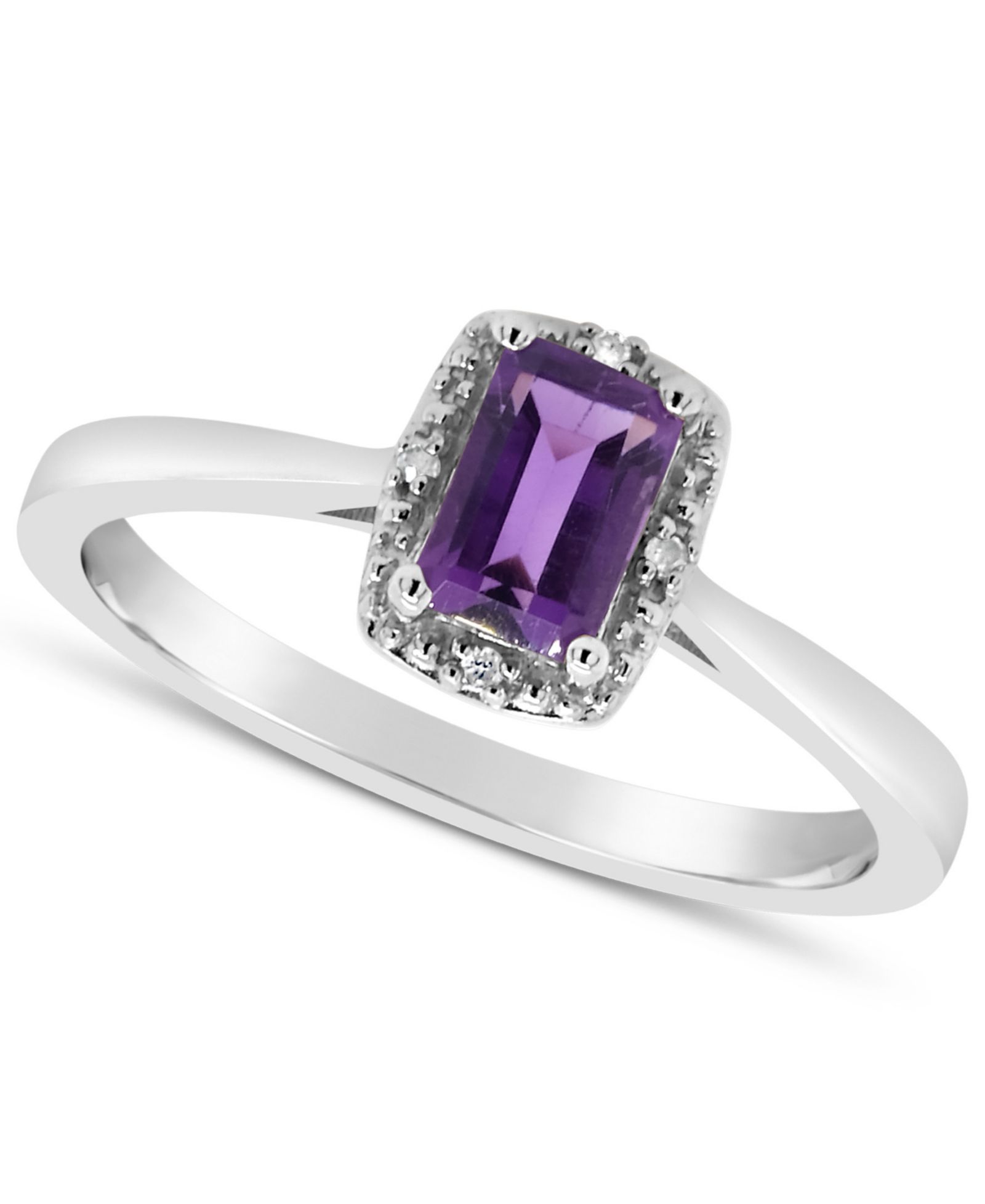 Gemstone and Diamond Accent Ring in Sterling Silver