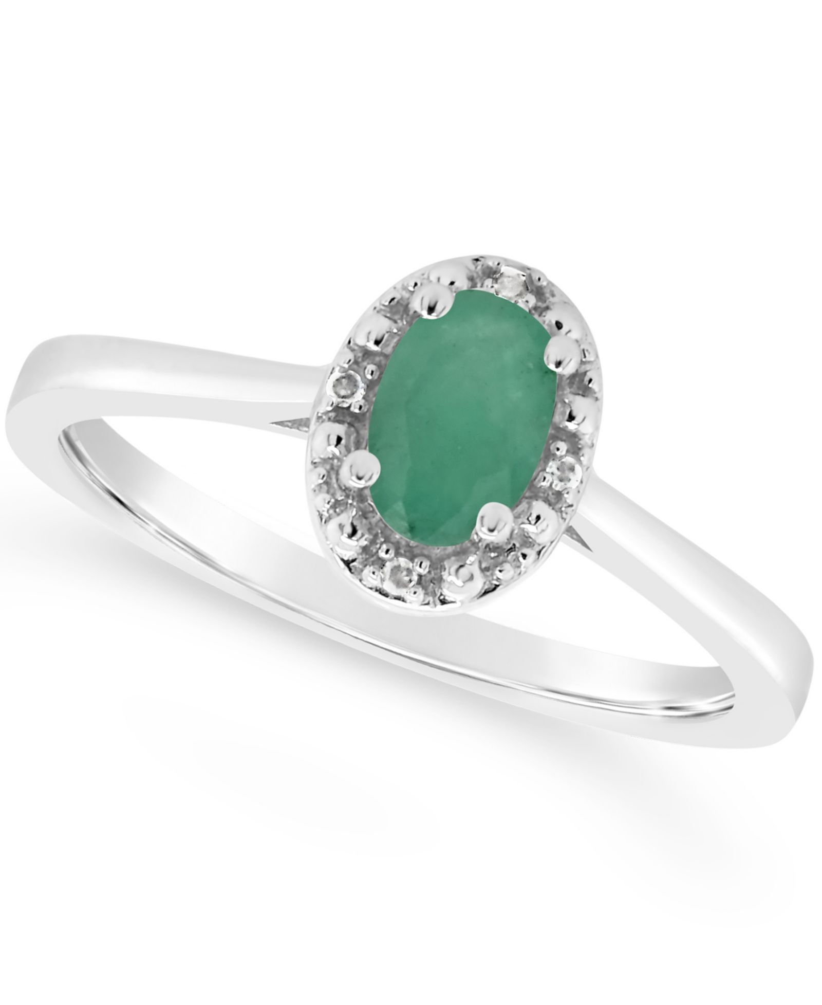 Кольцо с изумрудом (3/8 ct. t.w.) и бриллиантами в стерлинговом серебре