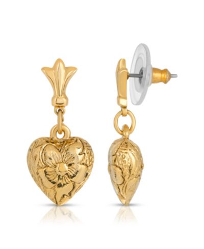 2028 серьги-подвески с текстурированным сердцем, покрытие 14K Gold