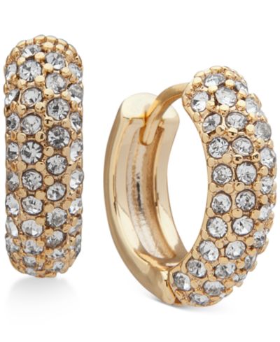 DKNY Gold-Tone Small Micropavé Huggie Hoop Earrings, 7/10"