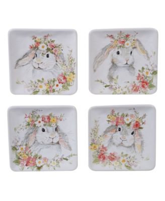 Certified International Sweet Bunny Canape Plates, Set of 4