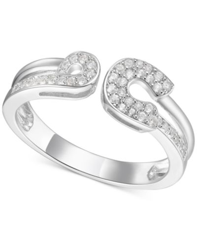 Кольцо Diamond Horseshoe Cuff Ring (1/5 ct. t.w.) в Sterling Silver