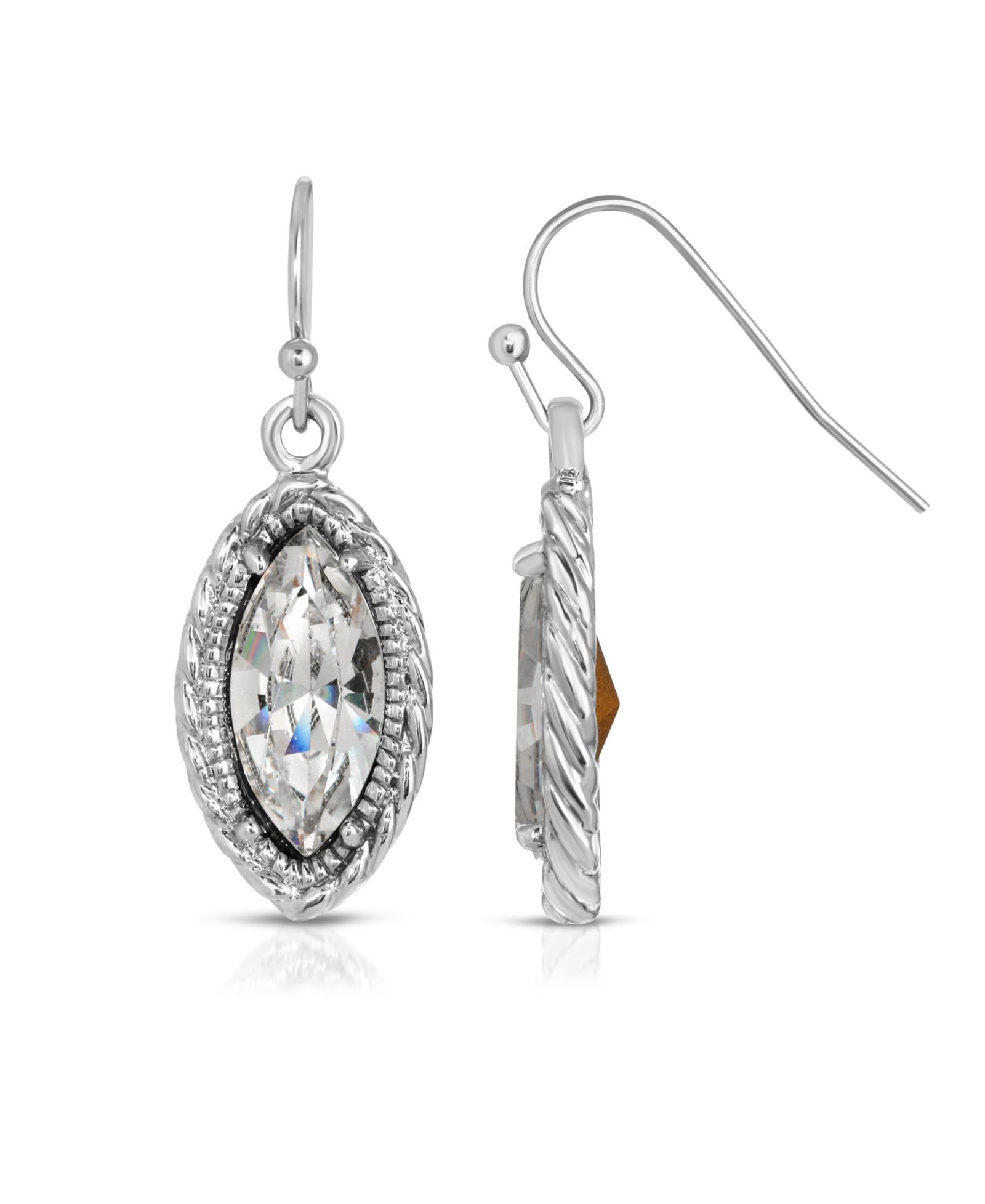 Серьги 2028 Silver-Tone с прозрачными кристаллами в форме наветра