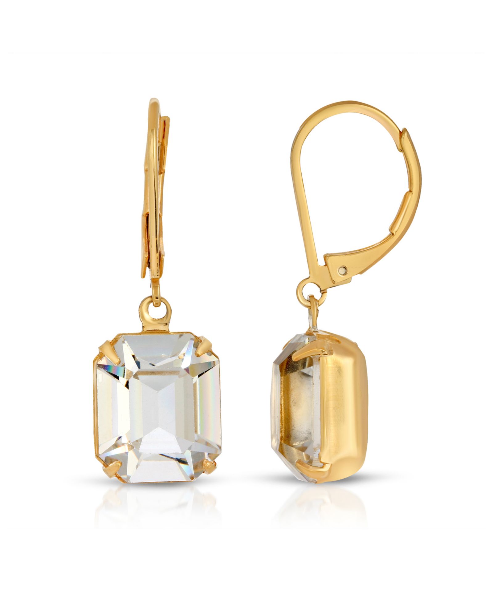 2028 Gold-Tone Octagon Drop Earrings Made with Crystals
