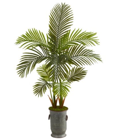 Искусственное дерево Nearly Natural Areca Palm 58in в винтажном металлическом кашпо