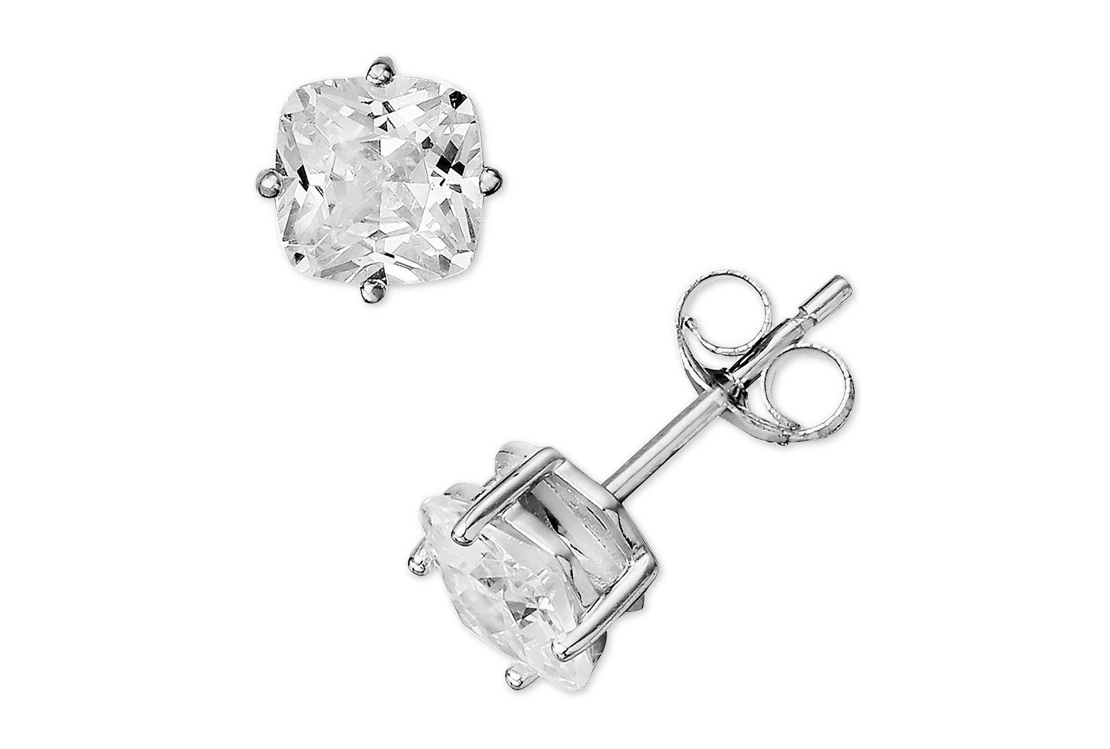 Giani Bernini Cubic Zirconia Cushion Stud Earrings in Sterling Silver, Created for Macy's