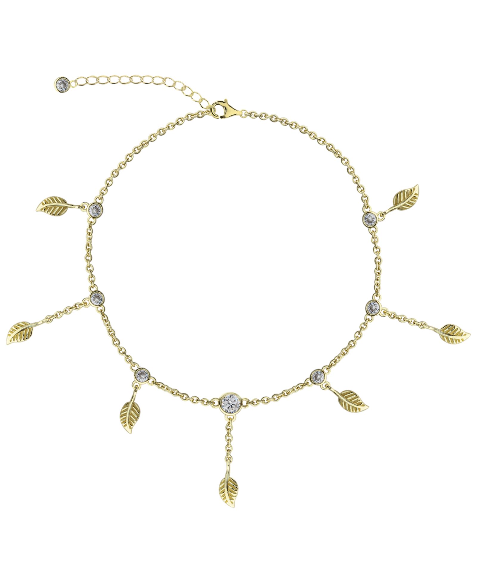 Rhona Sutton браслет на ногу BODIFINE Cubic Zirconia Leaves 10K Gold-Tone Sterling Silver-Tone