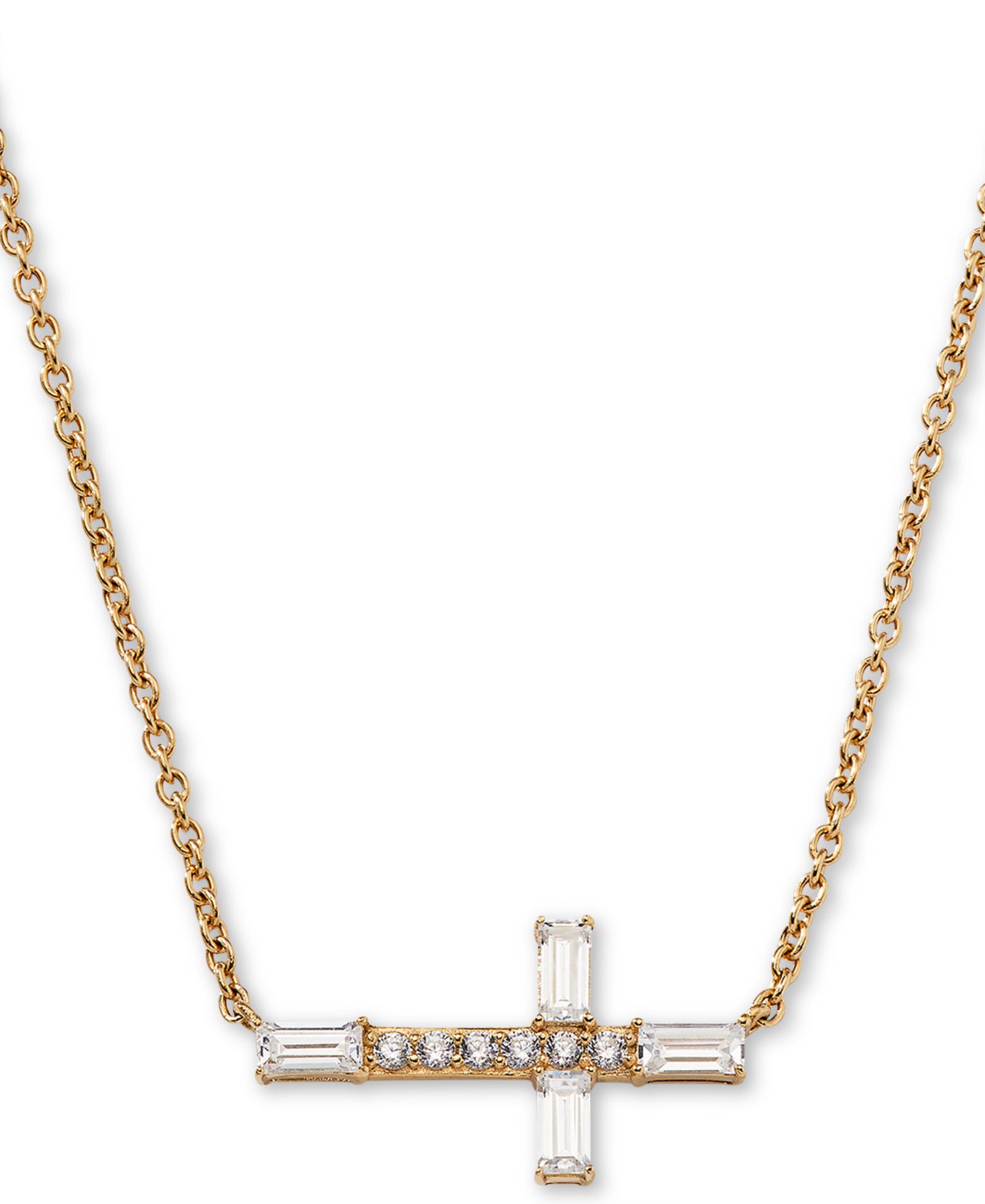 Подвеска AVA NADRI 18k Gold-Plated Cubic Zirconia East-West Cross, 16" + 1" extender