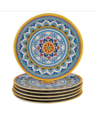 Certified International Portofino Melamine Dinner Plates, Set of 6