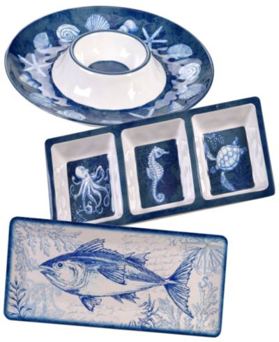Набор из 3 сервировочных предметов Certified International Oceanic Melamine