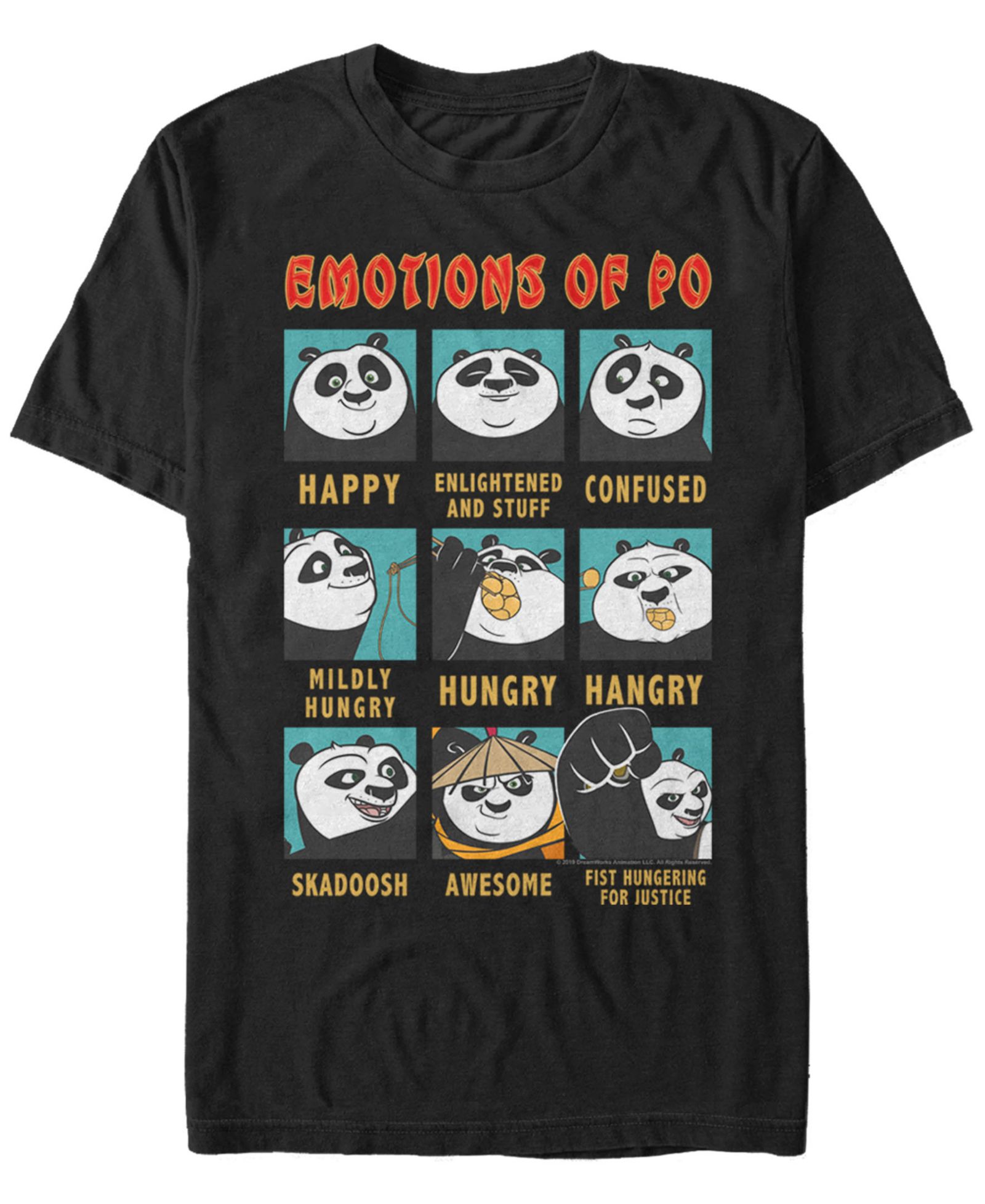 Fifth Sun Kung Fu Panda Men's Emotions of Po Short Sleeve T-Shirt