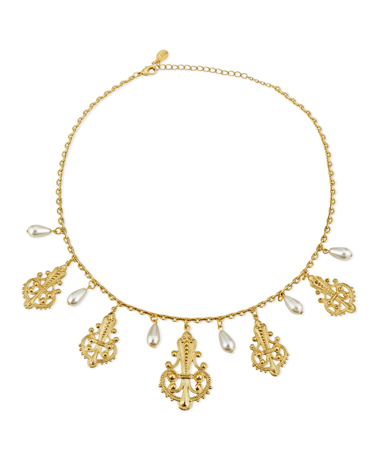 Ожерелье 2028 Tone Filigree Drop с жемчугом