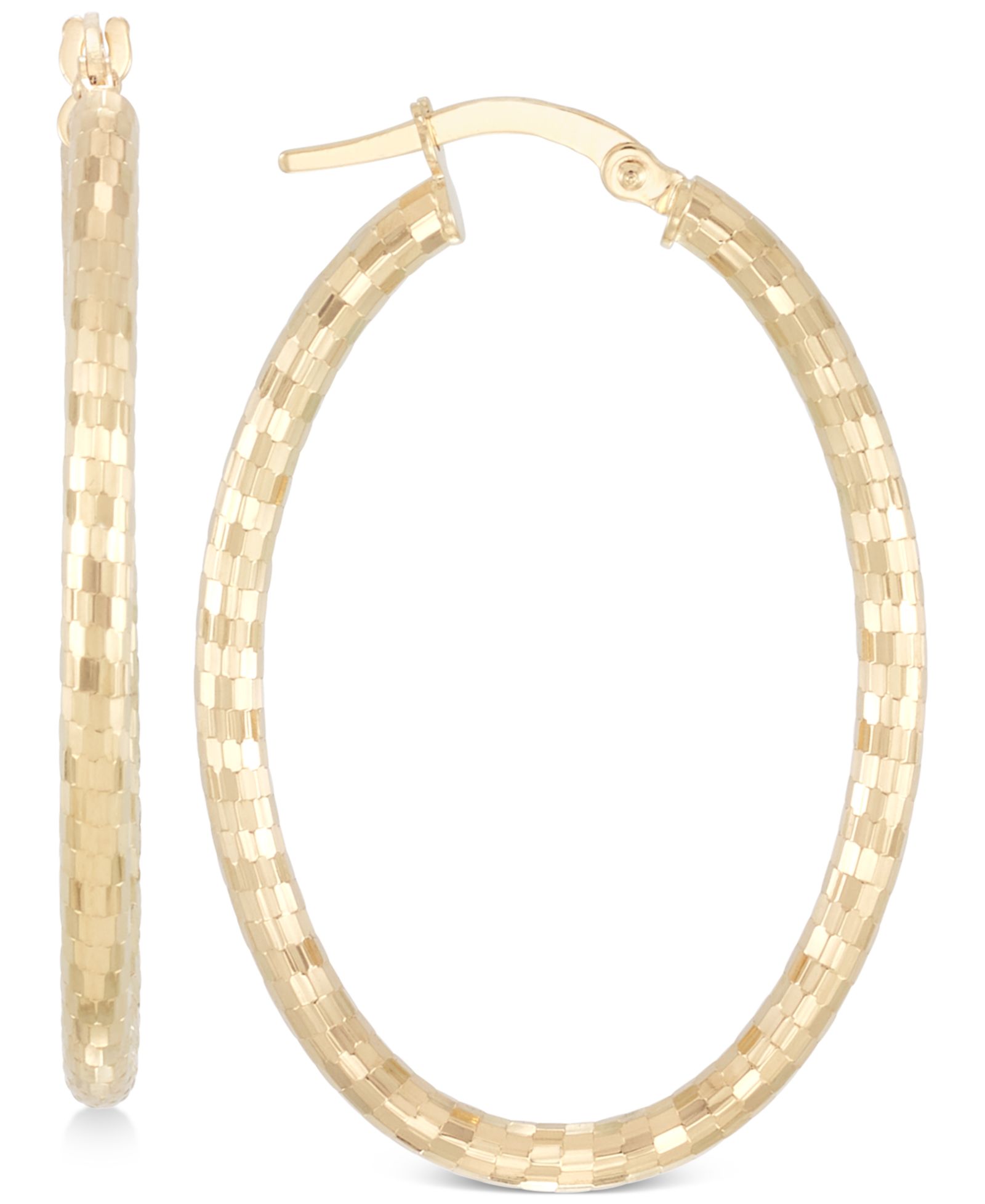 Серьги-кольца Italian Gold Oval Textured в 14k Gold