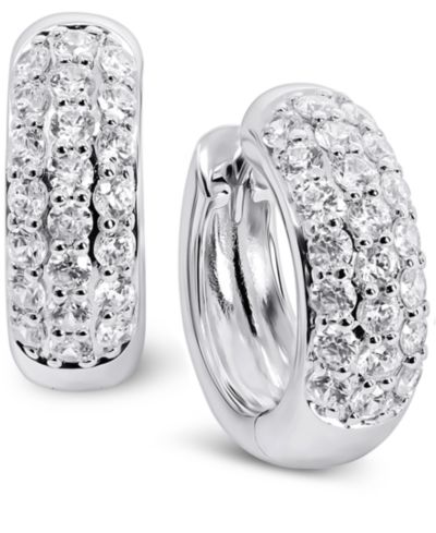 Серьги-кольца Arabella Cubic Zirconia Small Huggie Hoop Sterling Silver