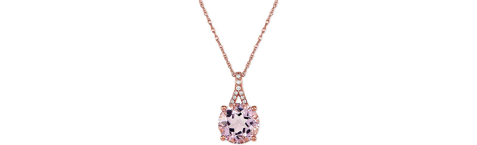Подвеска-кулон Pink Amethyst (2-1/2 ct. t.w.) и Diamond Accent 18" в 14k Rose Gold