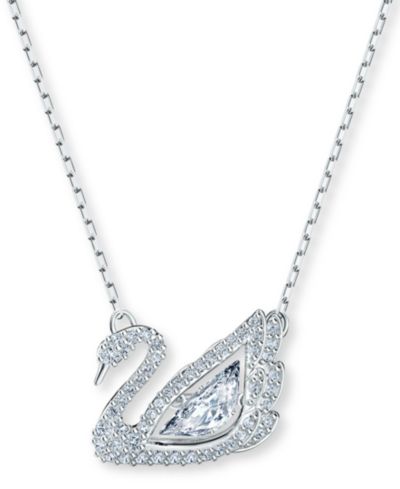 Подвеска-кулон Swarovski Silver-Tone Dancing Swan Crystal, 15" + 2" extender