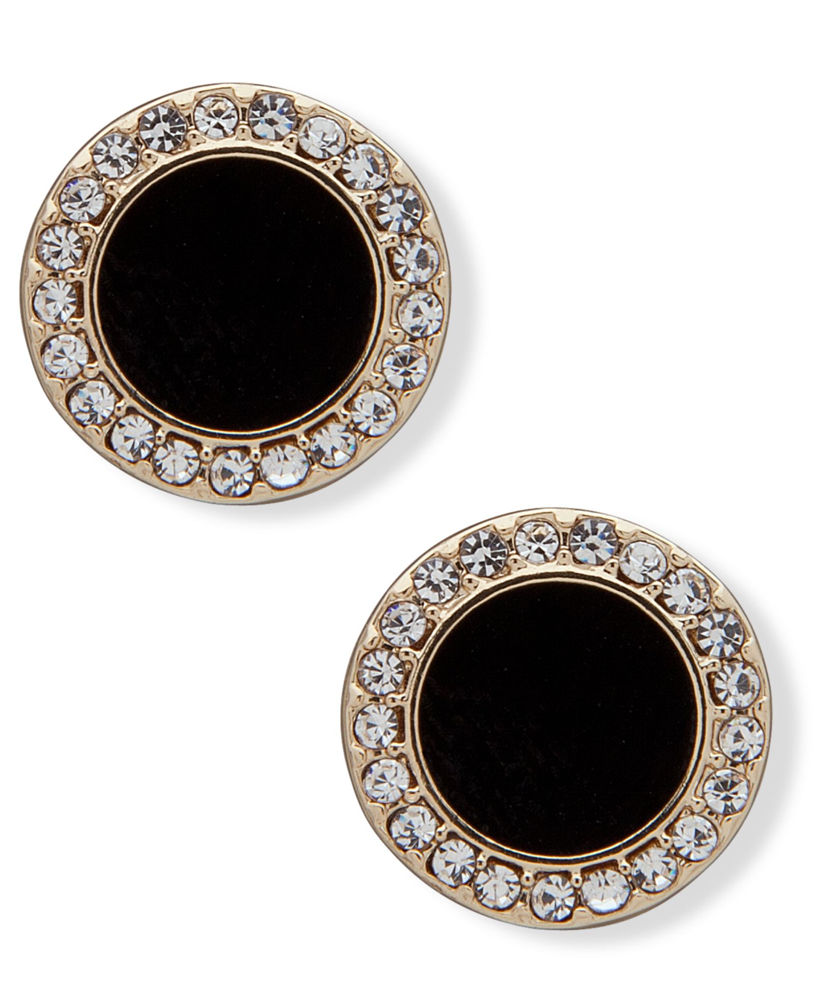 DKNY Gold-Tone Stone & Crystal Halo Stud Earrings