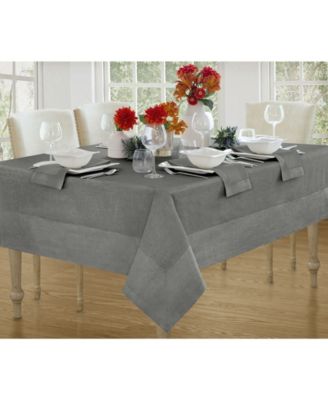 Villeroy & Boch New Wave Metallic Border Linen Tablecloth, 90" Round
