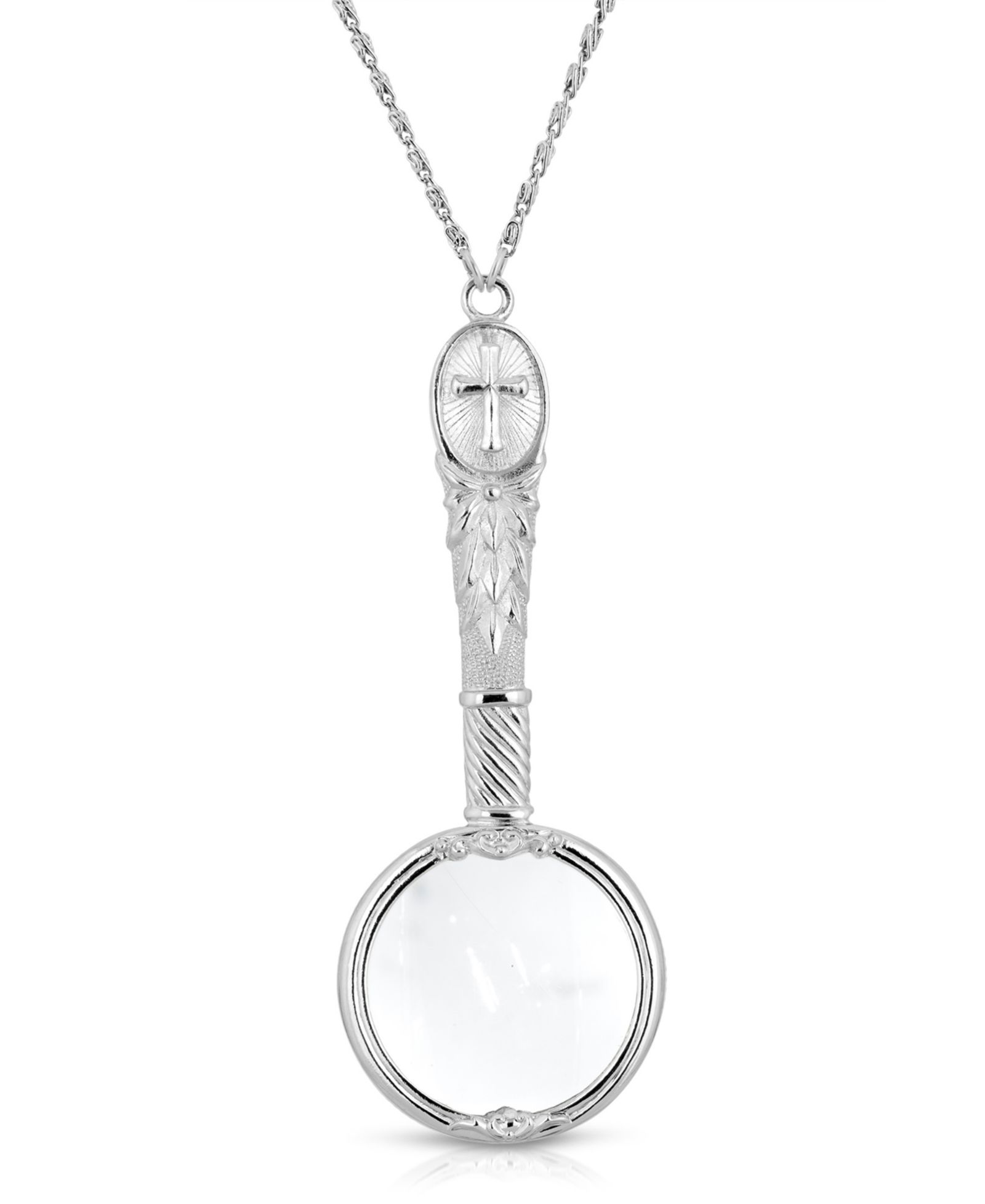 Ожерелье 2028 Antiqued Pewter Cross Etched Magnifier, 28"