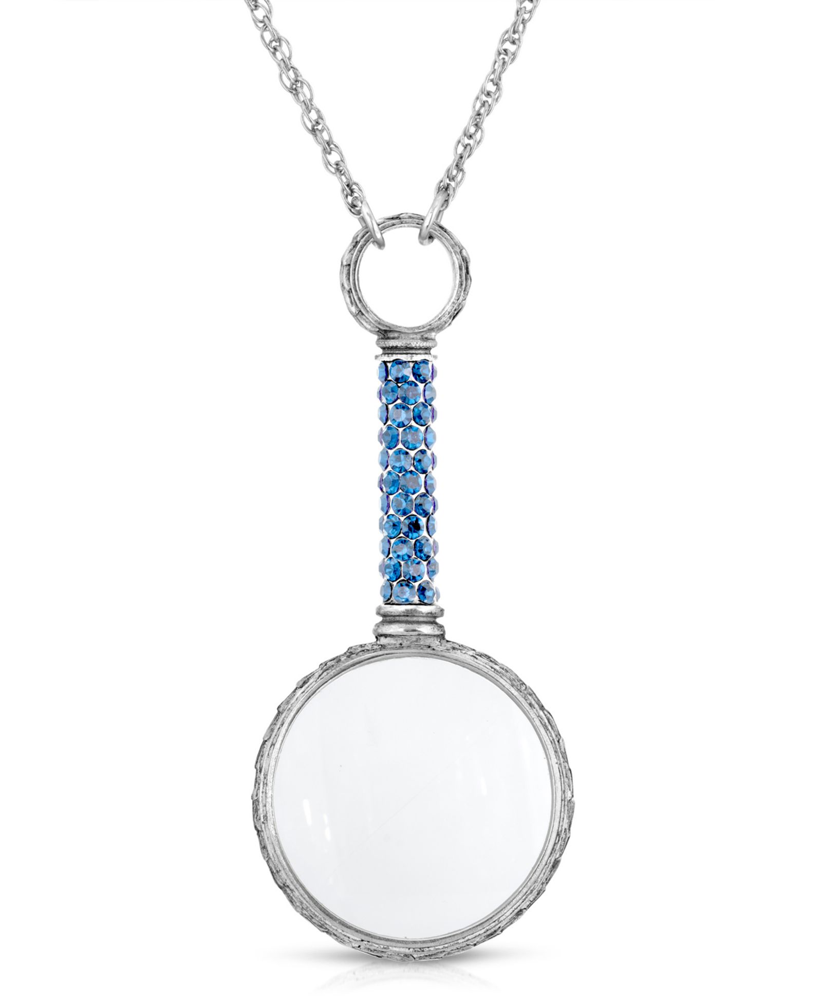 Ожерелье с увеличительным стеклом 30" Pewter Crystal