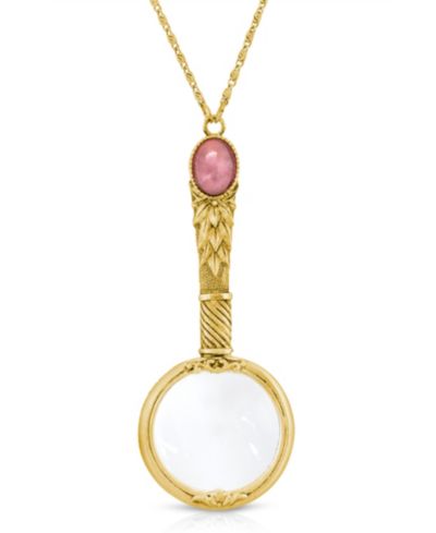 Подвеска 2028 Gold Tone Rose Quarts Semi Precious Magnifier 30"