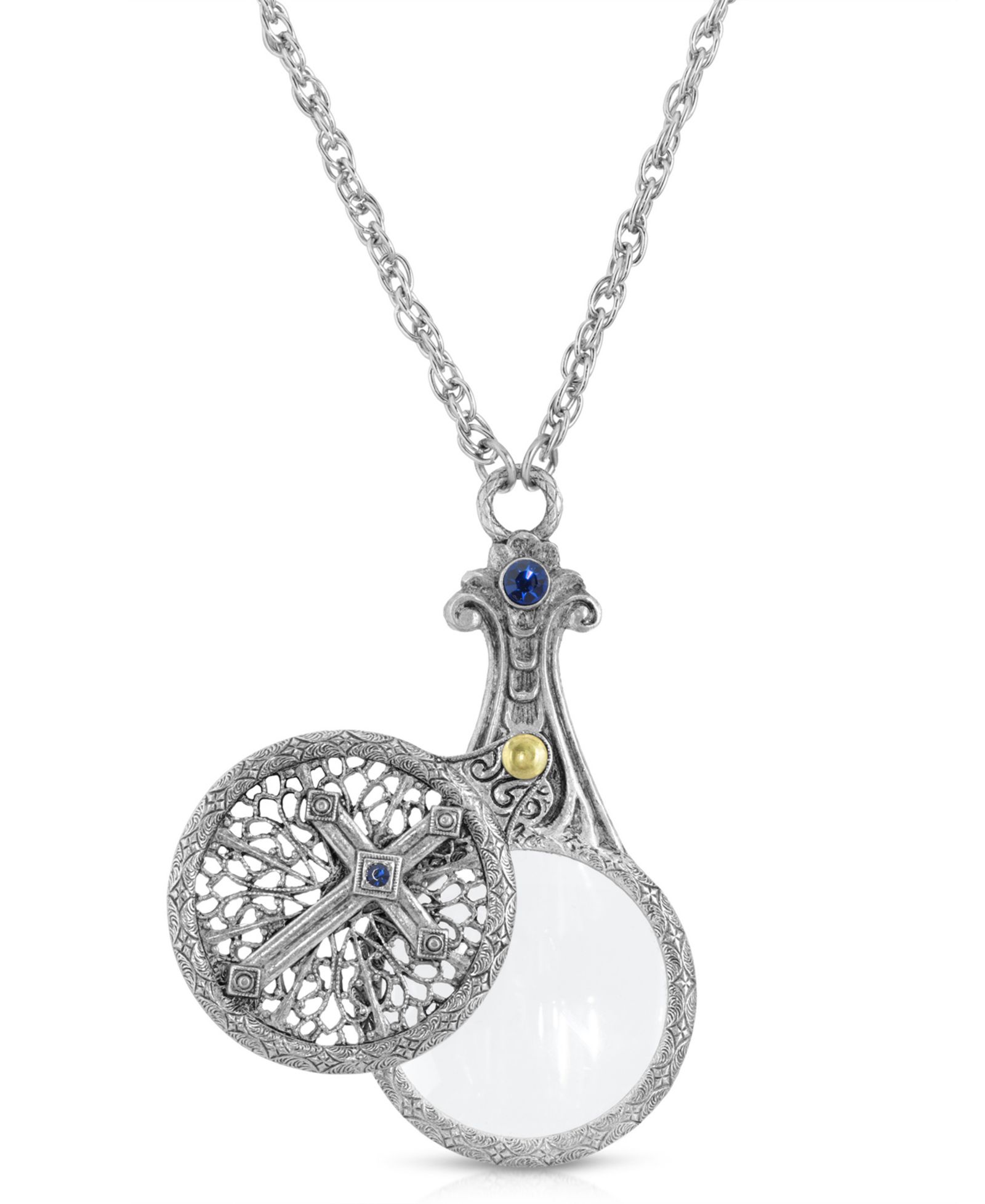Подвеска 2028 Pewter Crystal Cross сдвижной увеличитель 30"