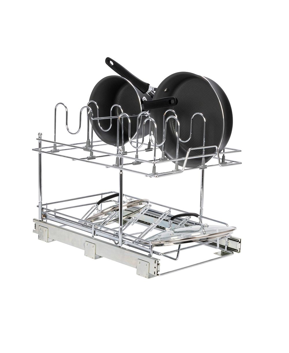Household Essentials Glidez Steel Pull-Out Basket for Pots & Lids, 2-Tier Dual