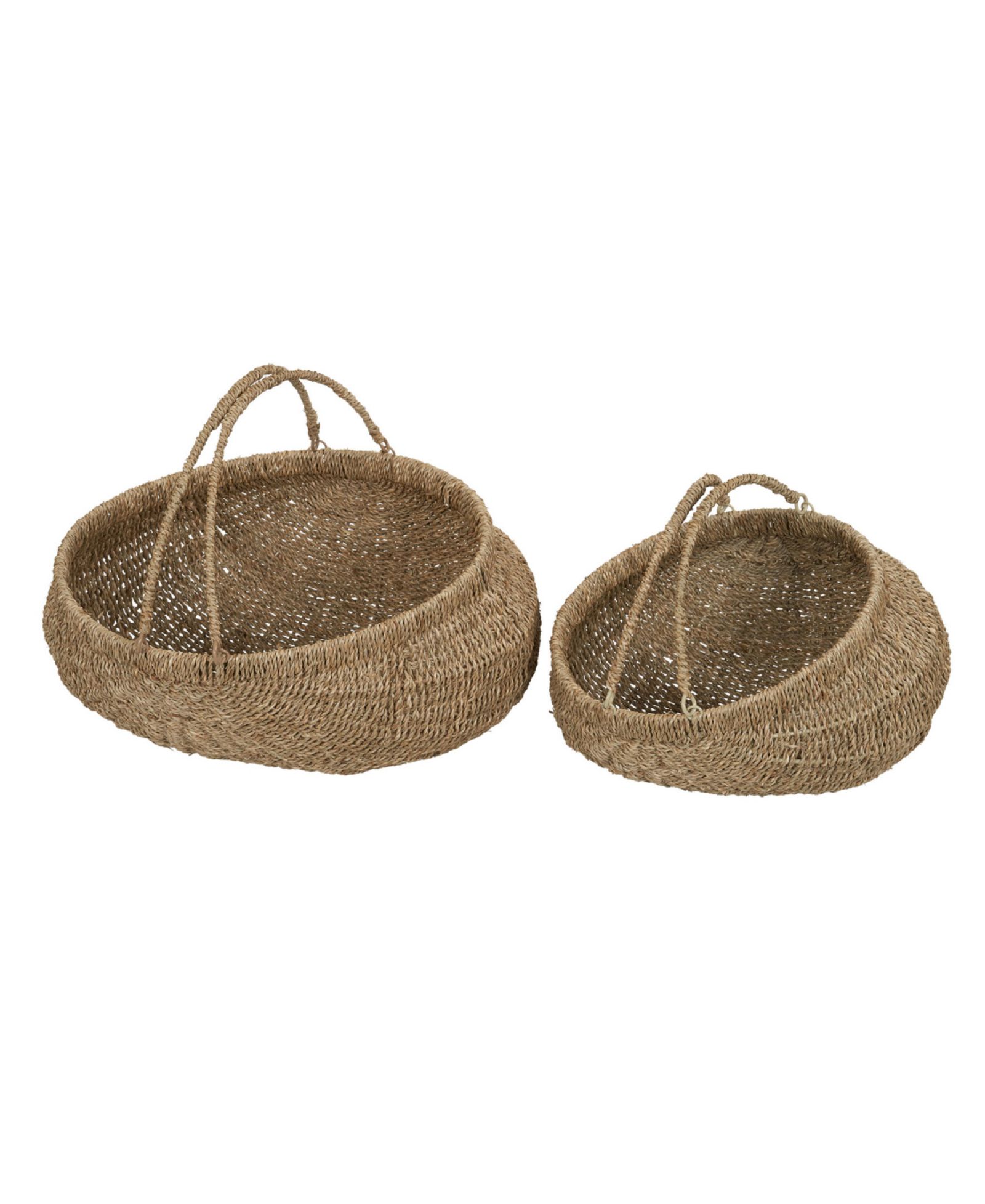 Household Essentials Seagrass Baskets, Set of 2 Decorative Baskets with Handles