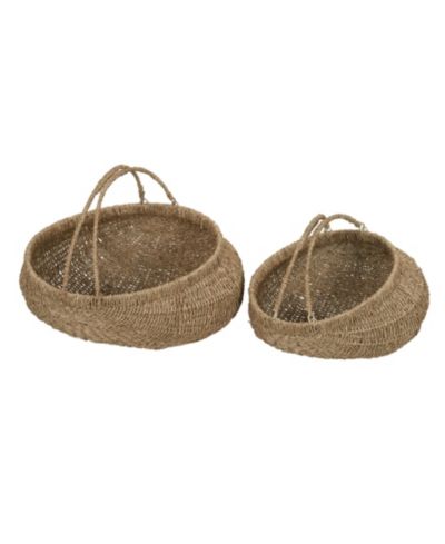 Household Essentials Seagrass Baskets, Set of 2 Decorative Baskets with Handles