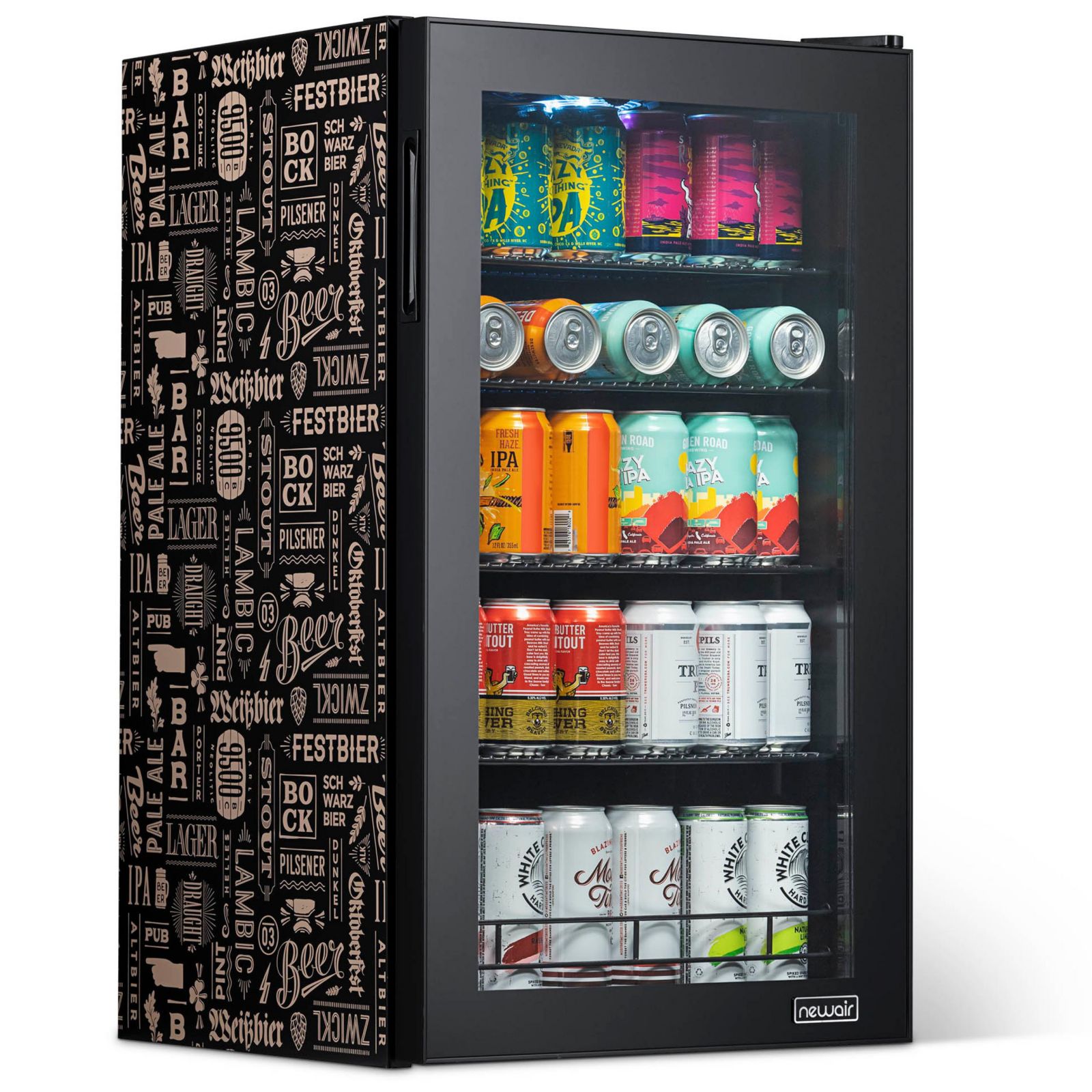 Newair 126-Can Freestanding "Beers of the World" Beverage Fridge - 18.5"