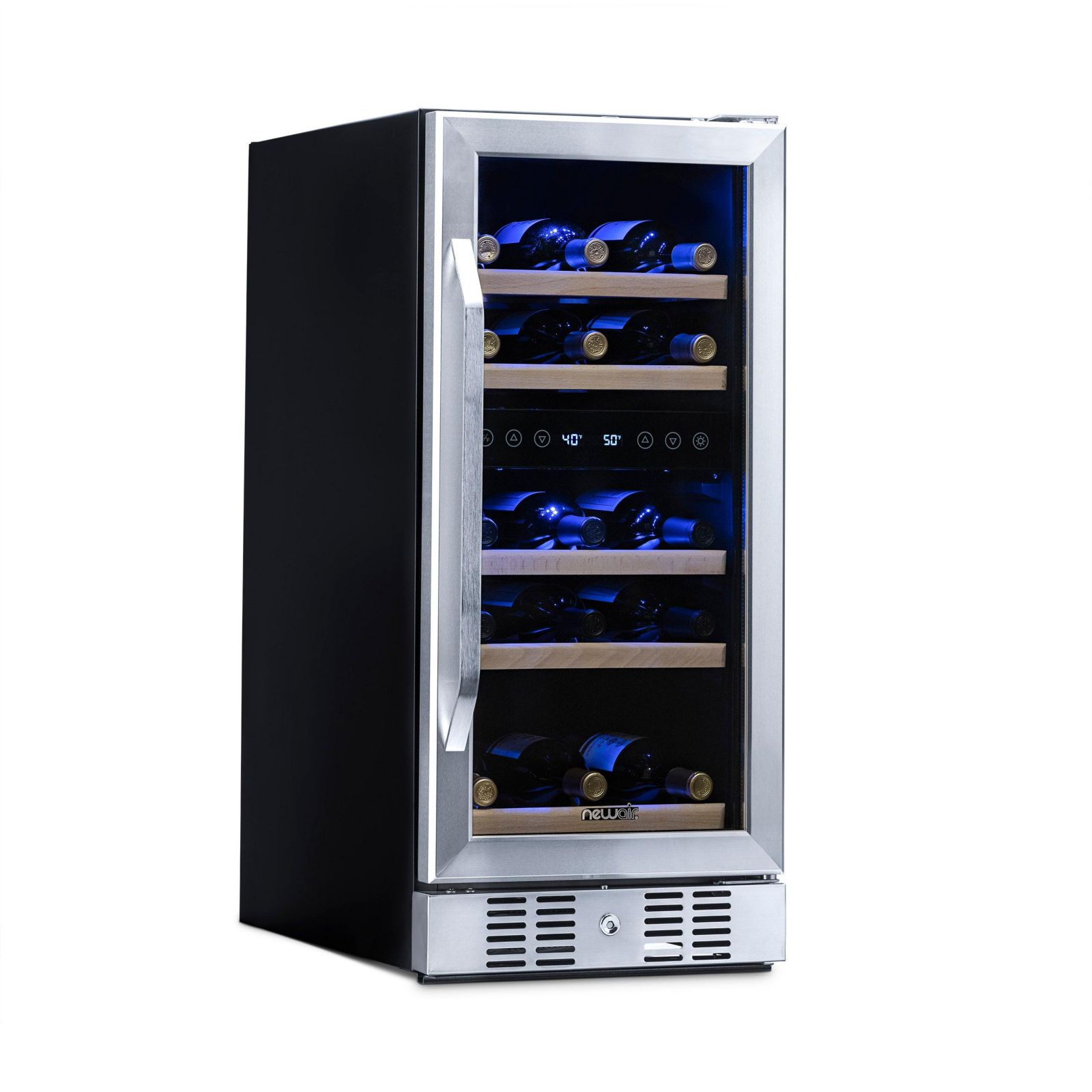 Newair 29-Bottle 14.8" Stainless Steel Built-In Dual Zone Wine Fridge