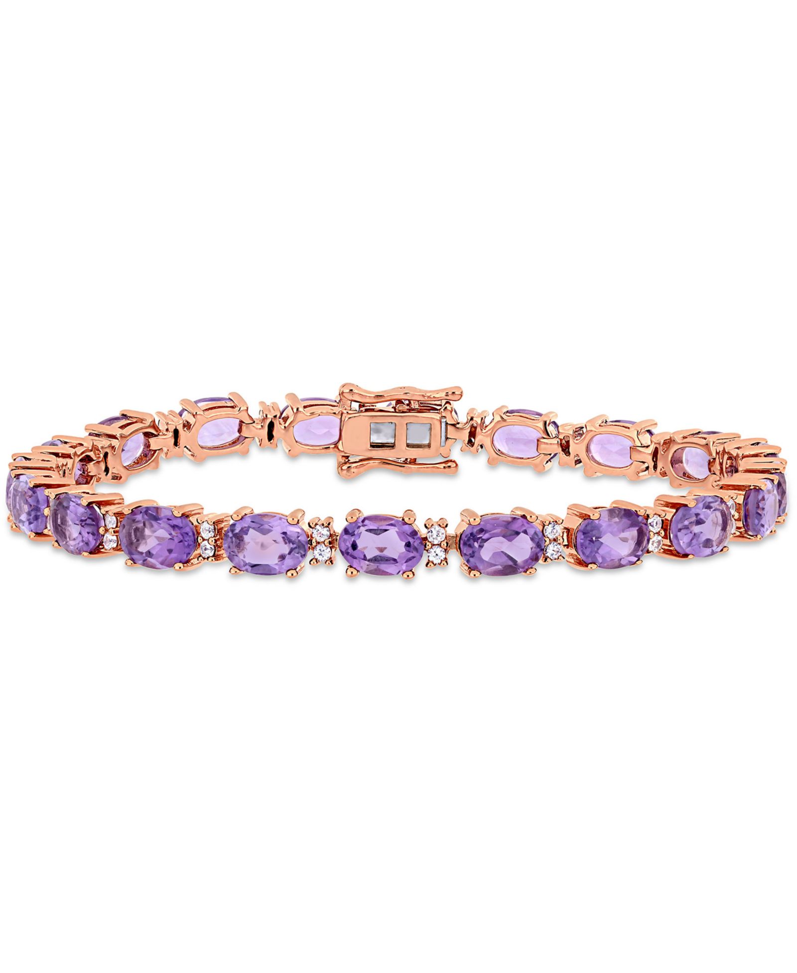 Браслет Macy's с аметистом (14 ct. t.w.) и белым сапфиром (3/5 ct. t.w.) в 14k Rose Gold