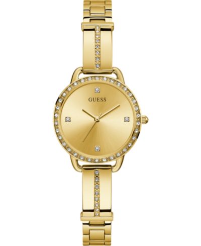 GUESS Women's Gold-Tone Stainless Steel Semi-Bangle Bracelet Watch 30mm