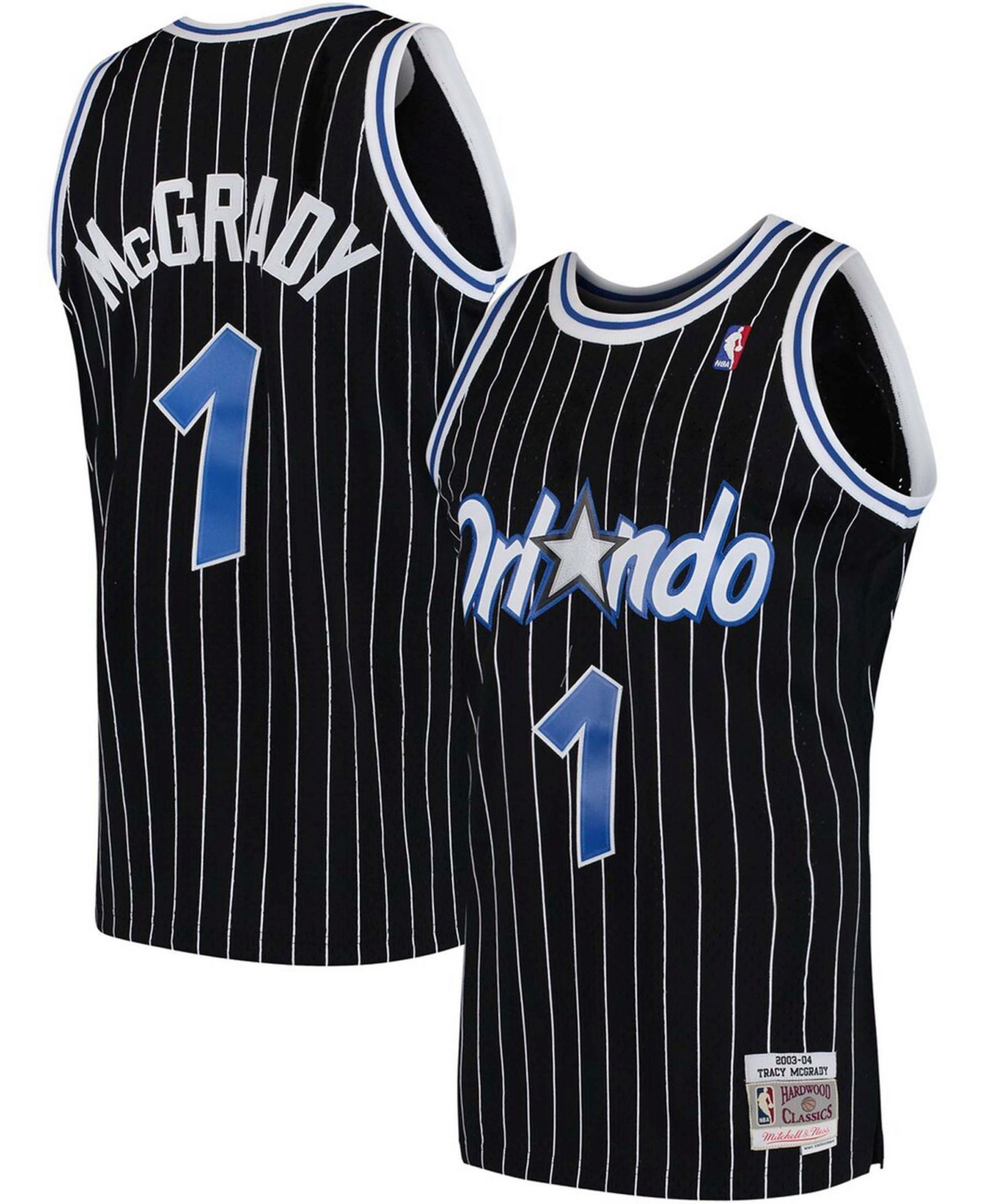 Мужская джерси Mitchell & Ness Tracy McGrady Black Orlando Magic 2003-04 Hardwood Classics Swingman