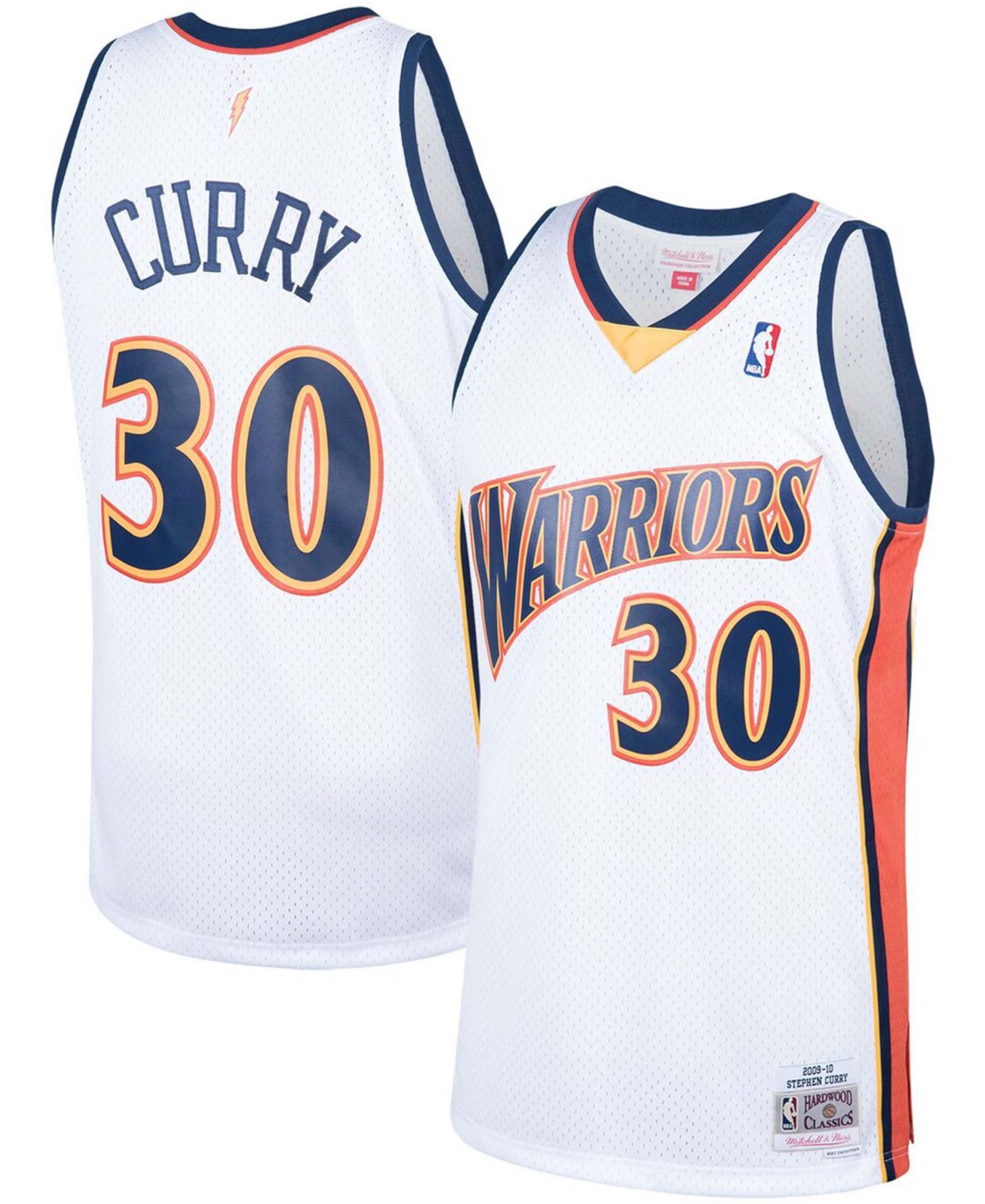 Мужская джерси Stephen Curry Golden State Warriors 2009-10 Hardwood Classics белого цвета
