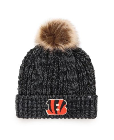 Women's '47 Brand Black Cincinnati Bengals Logo Meeko Cuffed Knit Hat with Pom