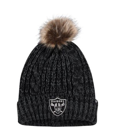 Женская вязаная шапка '47 Brand Black Las Vegas Raiders Logo Meeko Cuffed with Pom