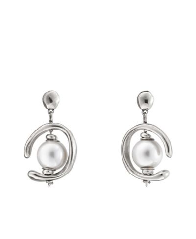 UNOde50 Sterling Silver Metal Clad and Cultivated Pearl Earring