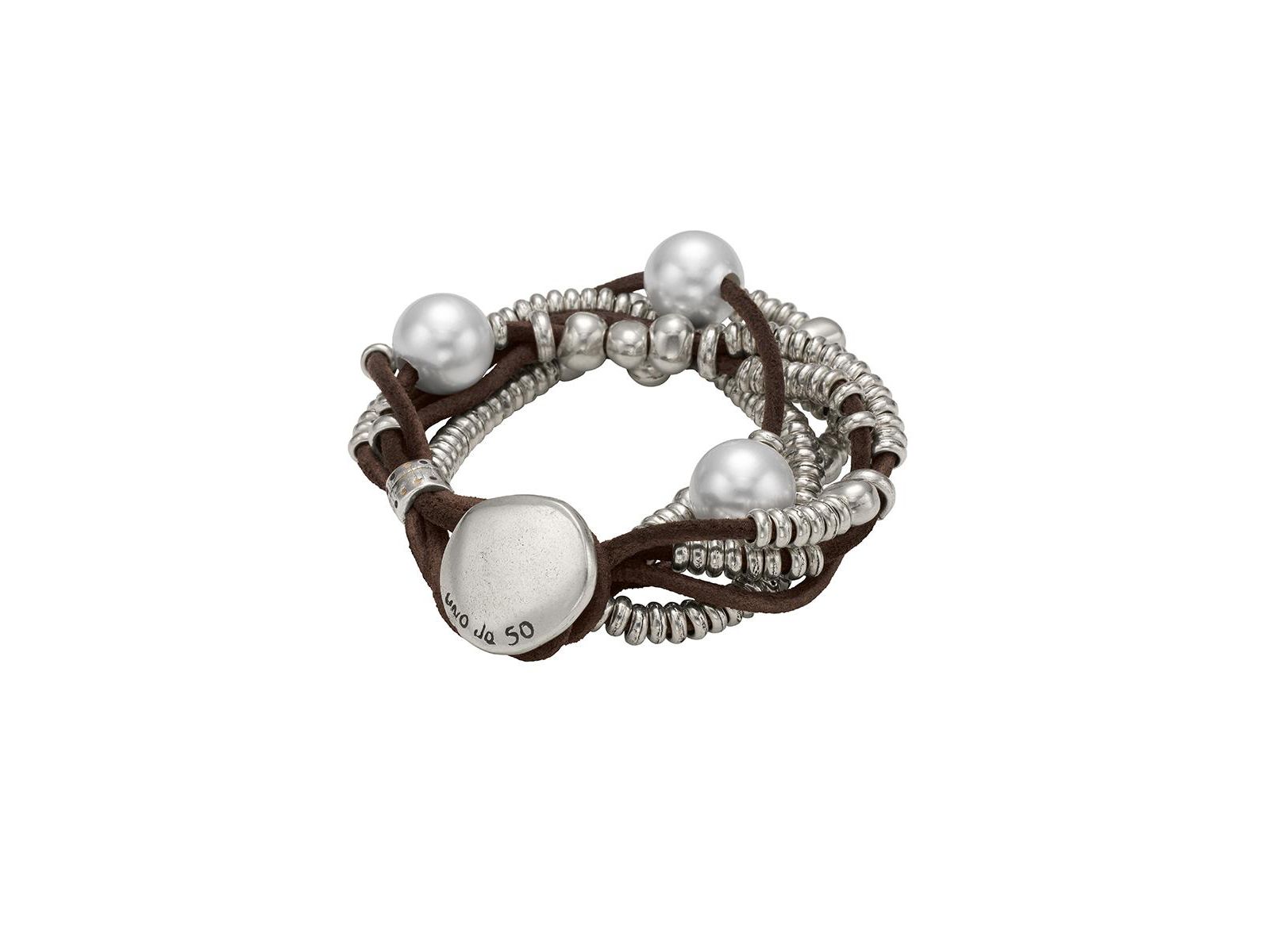 UNOde50 Sterling Silver-Plated White Cultivated Pearls Bracelet