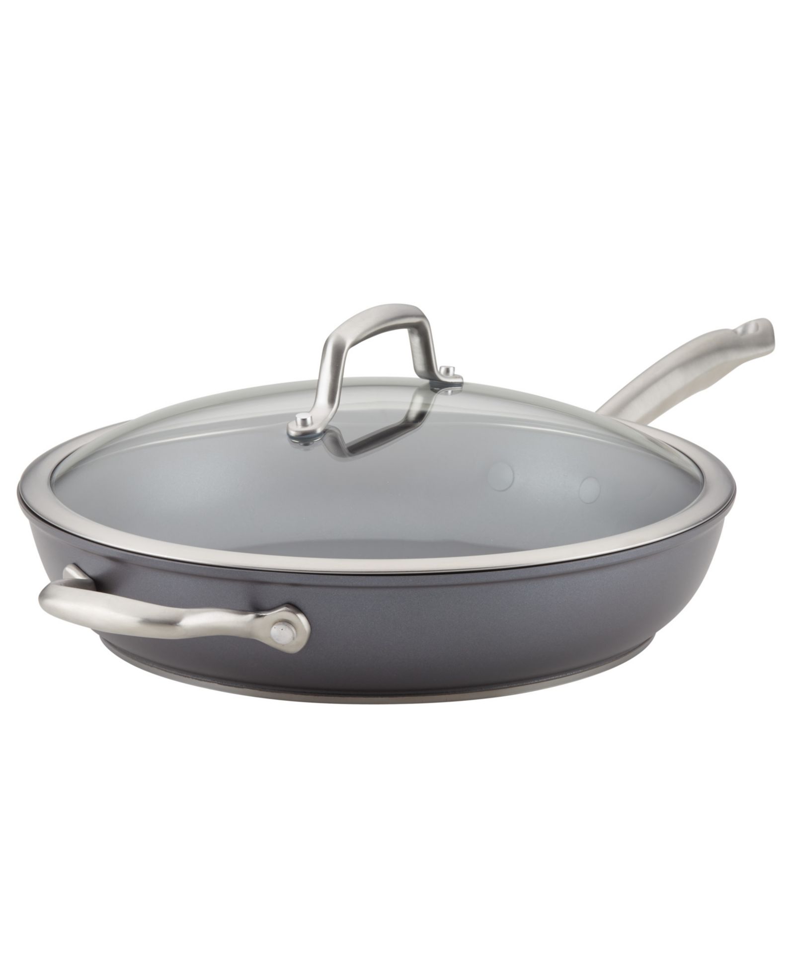 Anolon Accolade Forged Hard-Anodized Nonstick Deep Frying Pan with Lid, 12-Inch, Moonstone