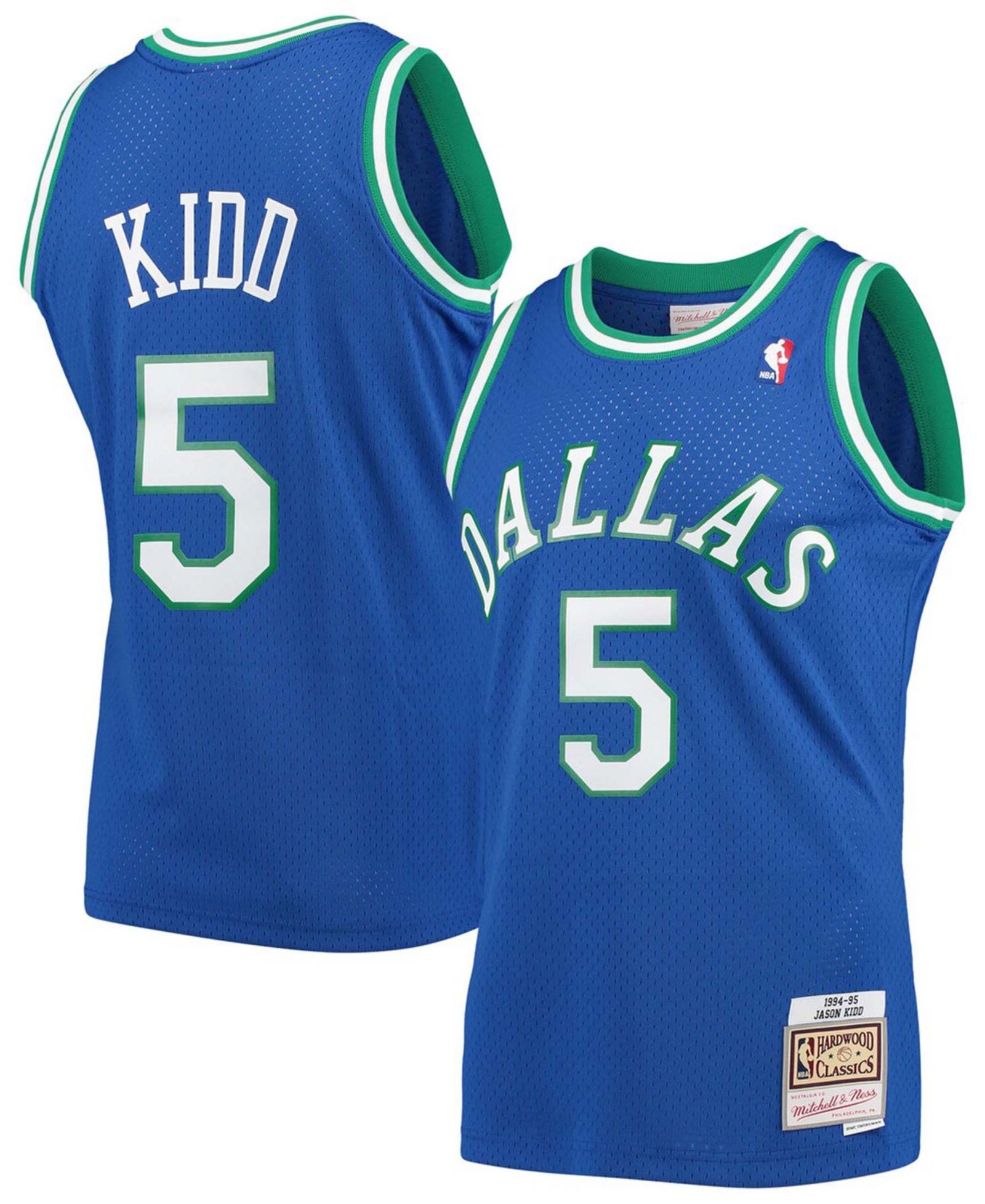 Мужская джерси Mitchell & Ness Jason Kidd Blue Dallas Mavericks 1994-95 Hardwood Classics Swingman