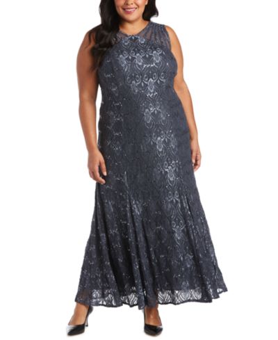 R & M Richards Платье вечернее с пайетками и кружевом, Plus Size